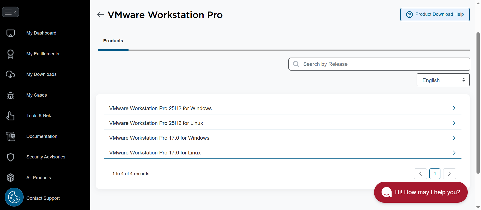 VMware Workstation Pro 下載頁面